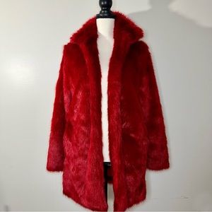 Bershka Red Faux Fur Coat